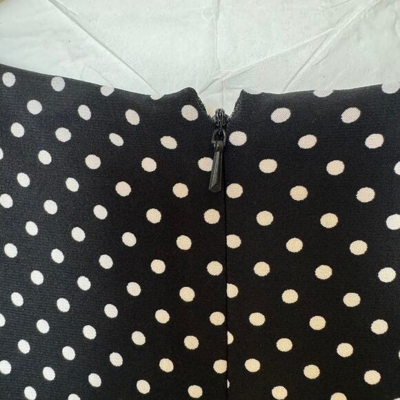 Anne Klein Polka Dot Dress Women’s Size 4 Drop Waist Black Career Midi Knee - Picture 6 of 10